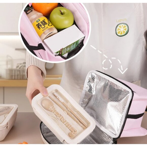 Hello Kitty Insulated Lunch Bag Foldable Cooler Tote for School, Office & Picnic - Picture 3 of 5